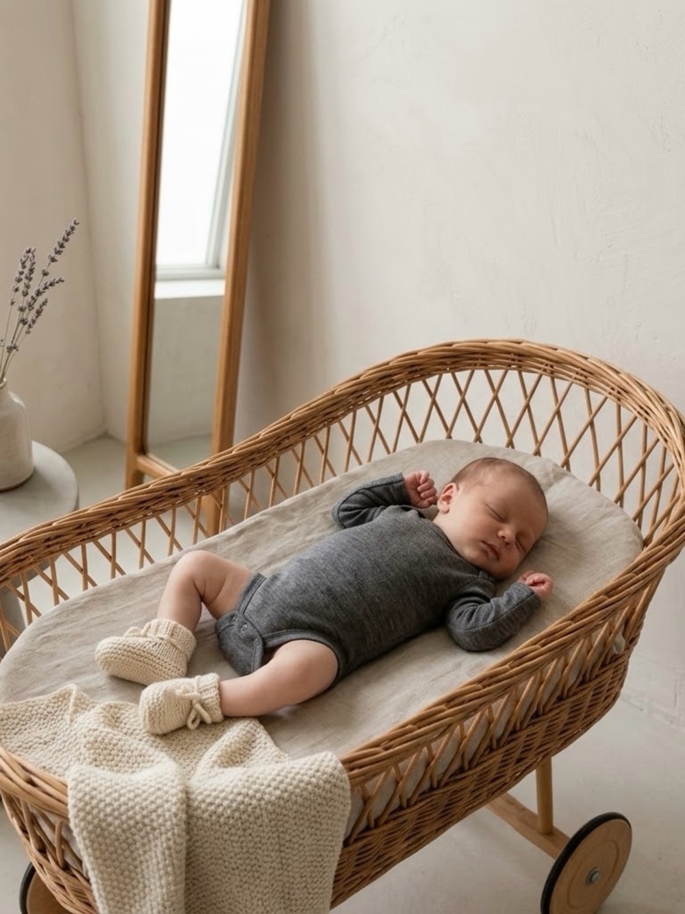 H&M 100% Washable Wool Charcoal Long Sleeve Bodysuit